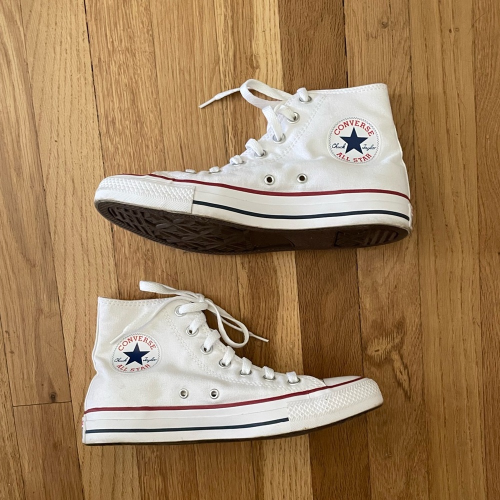 Converse White High-Tops size 8